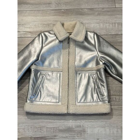 A New Day shiny silver coat with fur size XS - Picture 1 of 12